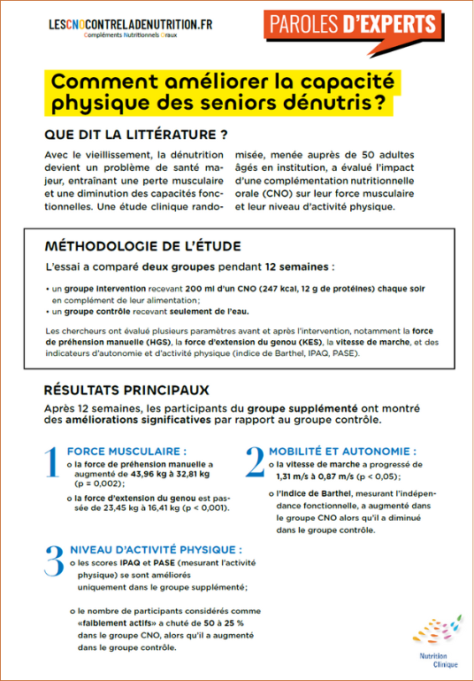 Améliorer la capacité physique des seniors dénutris